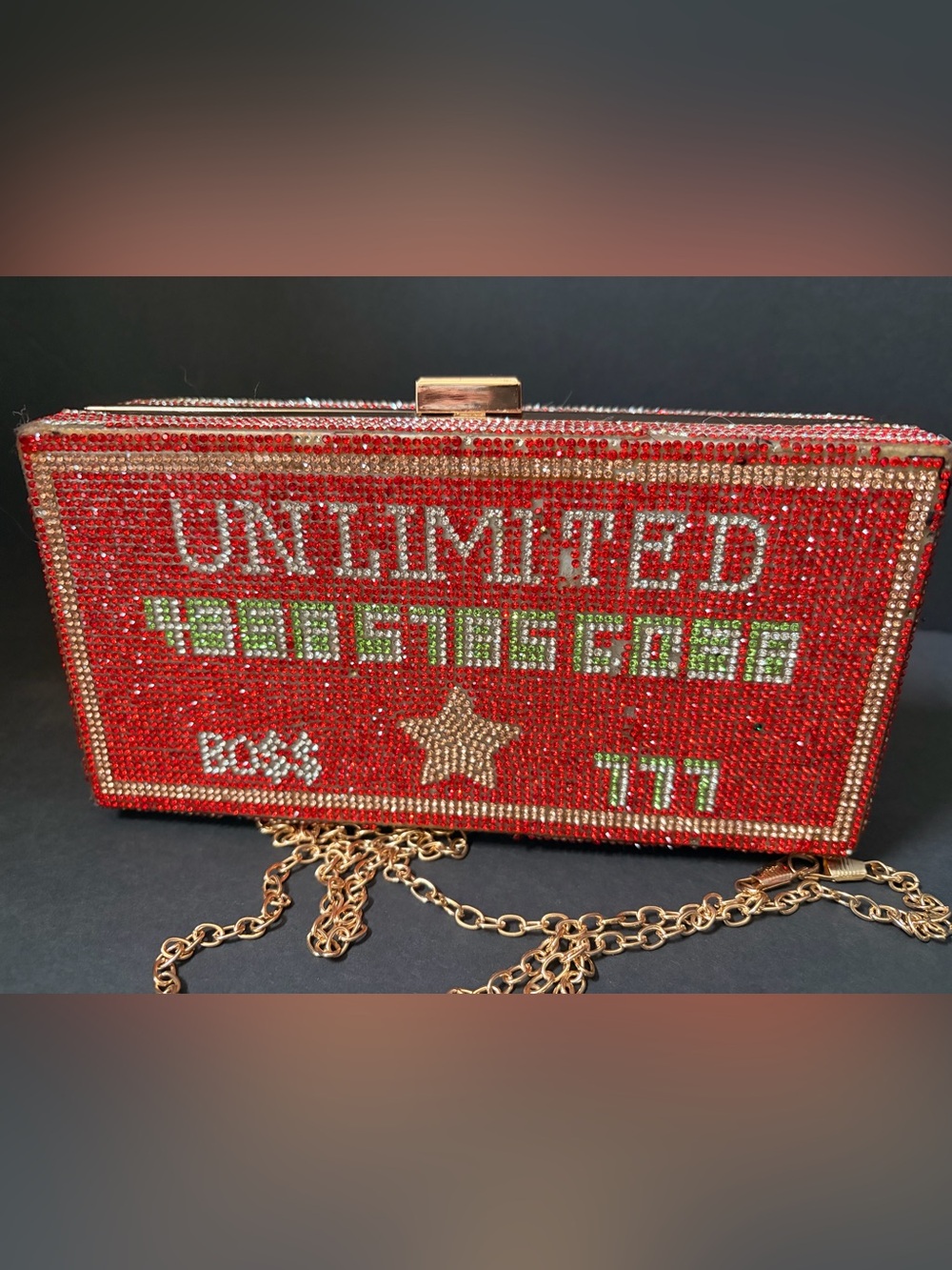 Red Crystal Embellished Evening Clutch - Picture 3 of 7